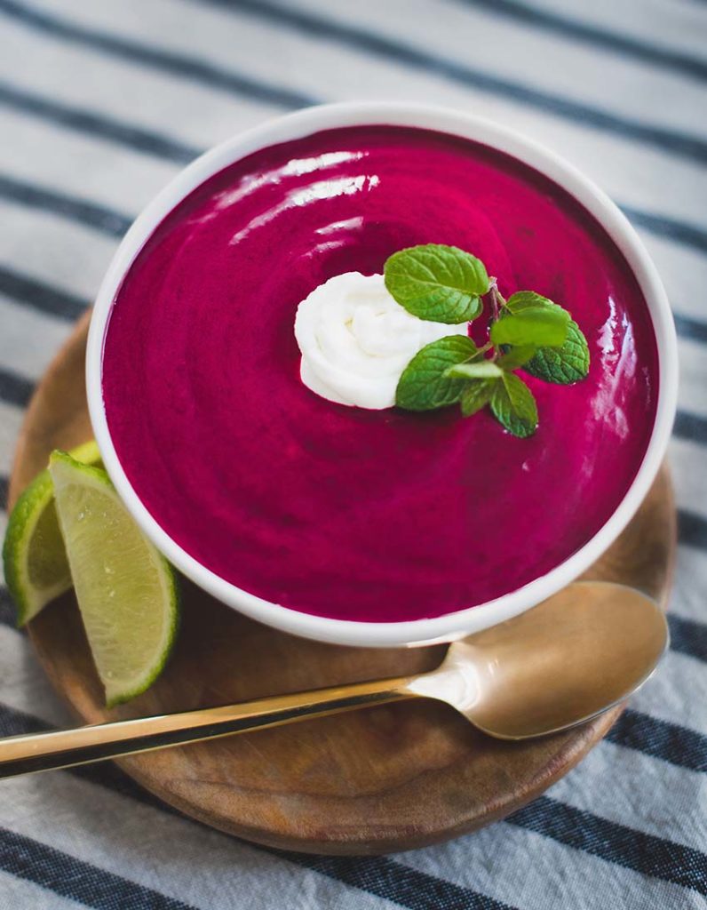 chilled blackberry lime soup