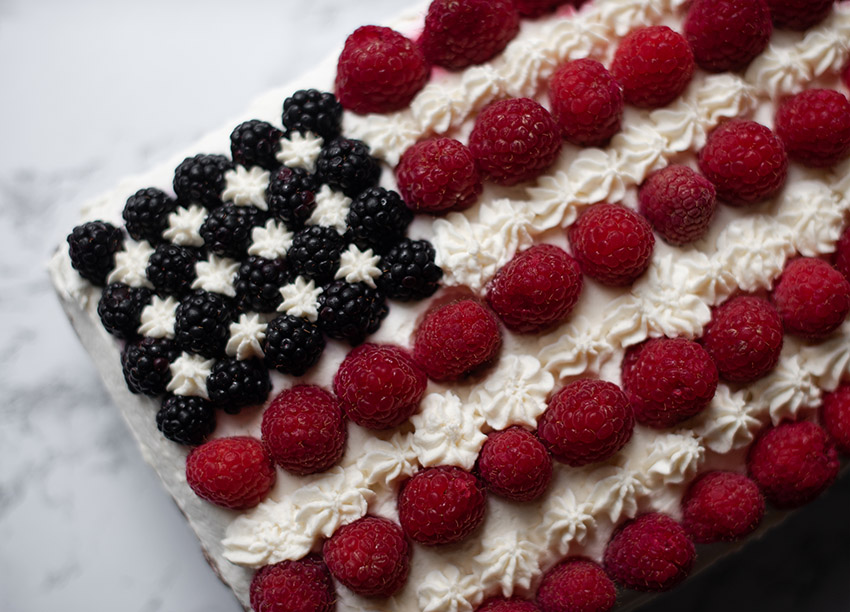 oregon berries raspberry and blackberry american flag cake
