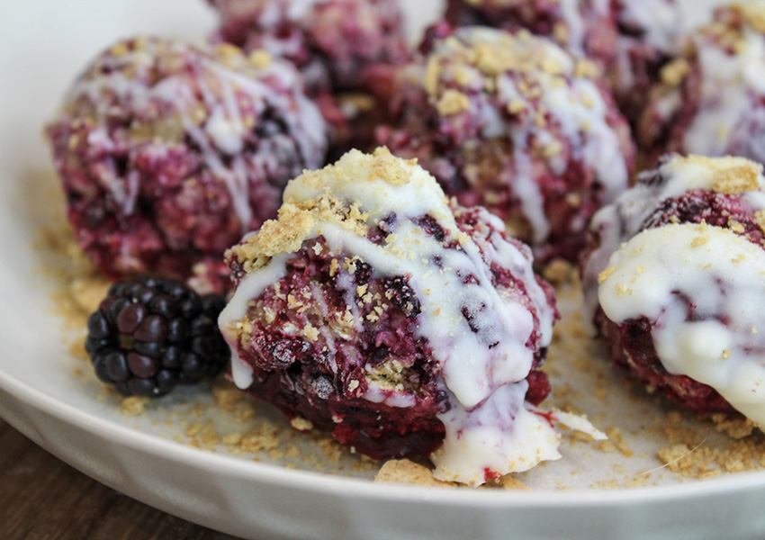 oregon berries blackberry cheesecake protein bites